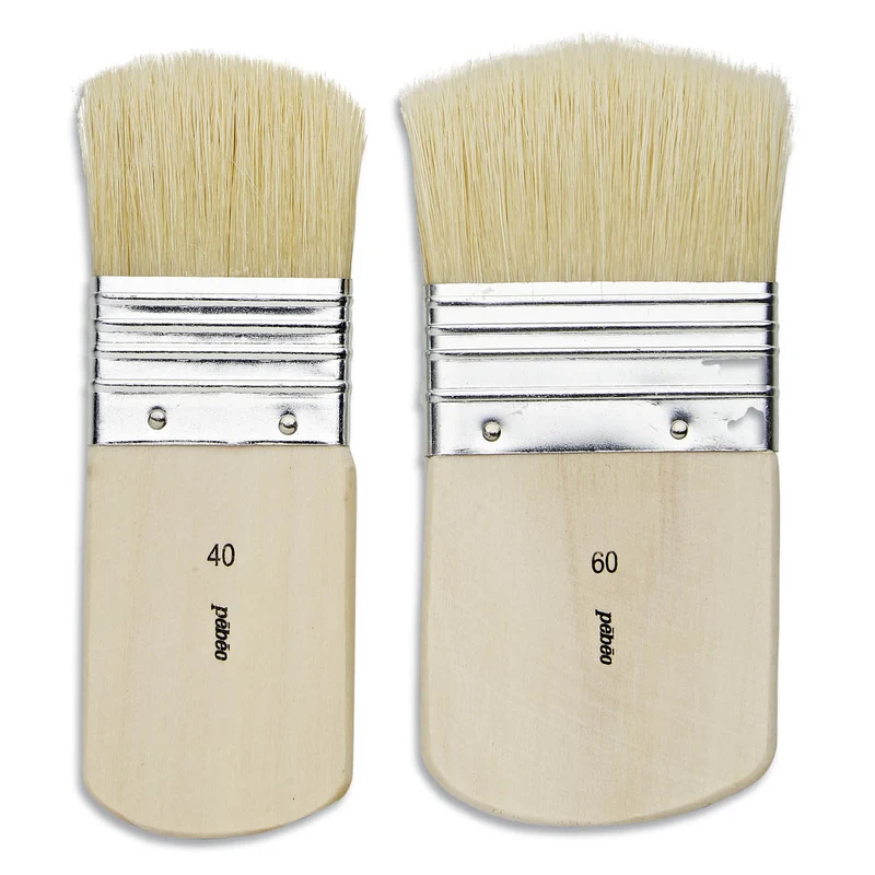 Pebeo - Acrylic & Oil Brush set - 2x Spalter Extra Short Pure White Bristle