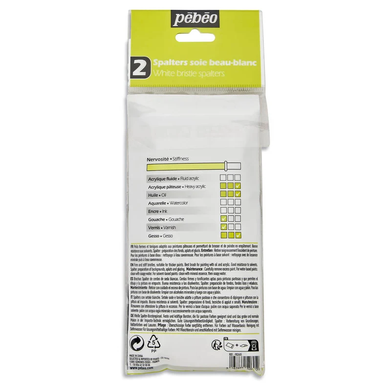 Pebeo - Acrylic & Oil Brush set - 2x Spalter Extra Short Pure White Bristle