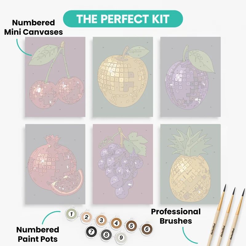 Disco Ball Fruits - Mini Paint by Numbers Set