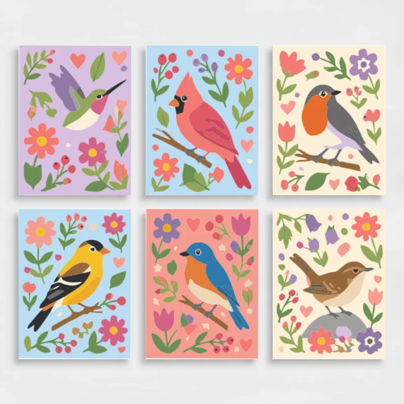 Garden Birds & Blooms Collection - Mini Paint by Numbers Set