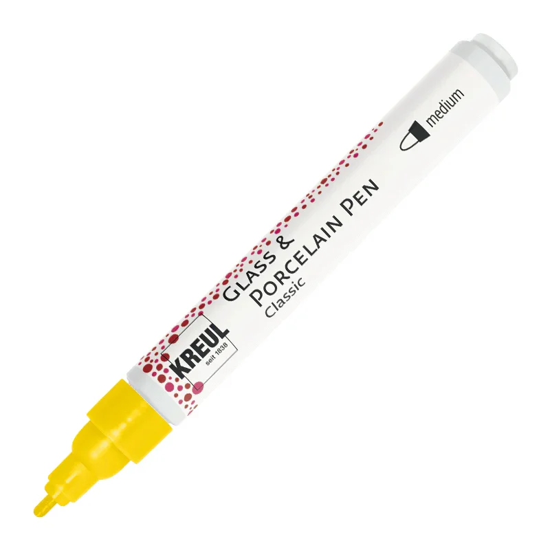 KREUL Glass & Porcelain Pen Classic medium, Signalgelb, 2-4 mm