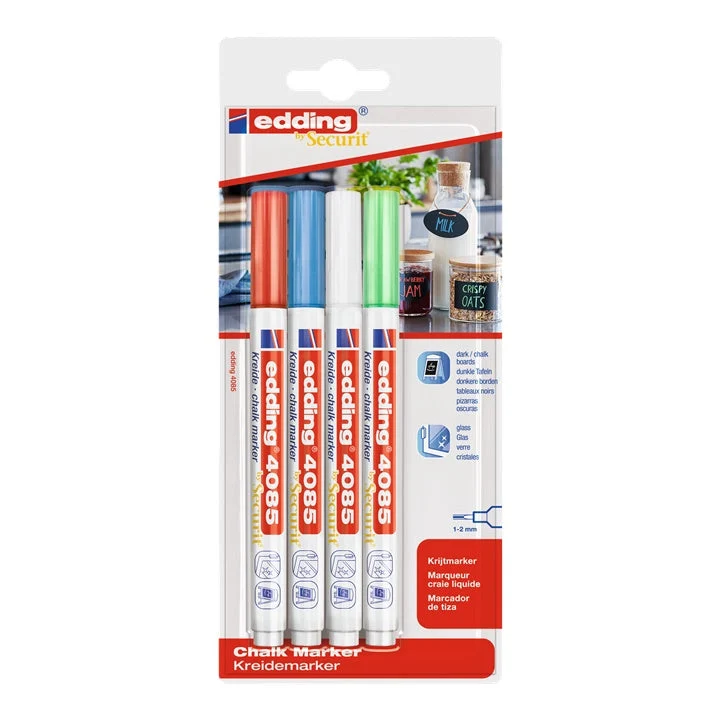 Edding 4085 Chalk Marker Set, Basic Shades