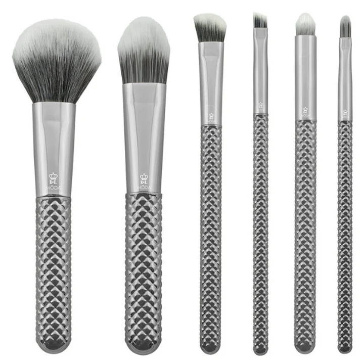 Metallic Silver Makeup Brush Set