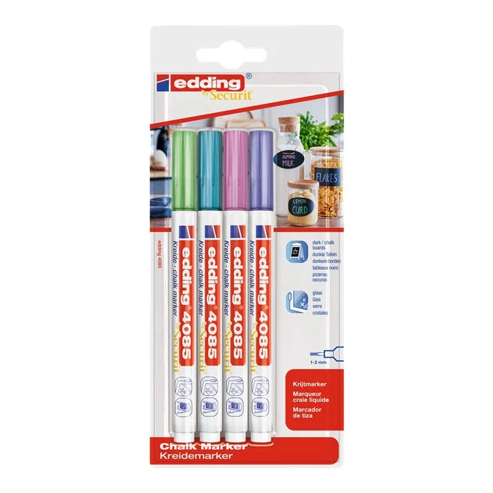 Edding 4085 Chalk Marker Set, Metallic Shades