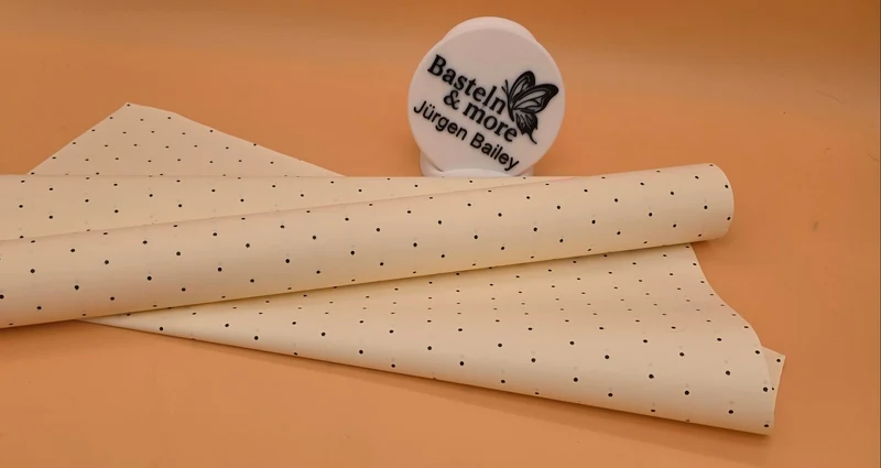 Folie Satinfolie Einfarbig "Creme mit schwarzen Punkten 333" 50cm*8,5m
