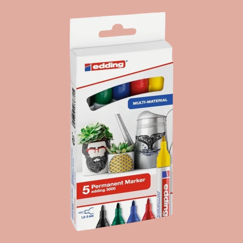 Edding 3000 Permanentmarker – Set Basic Colors (5 Stück)