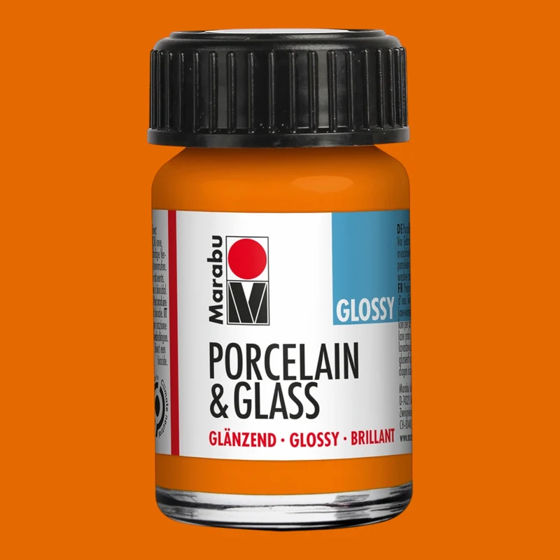 Marabu Transparent Glas- und Porzellanfarbe, Orange 013, 15 ml