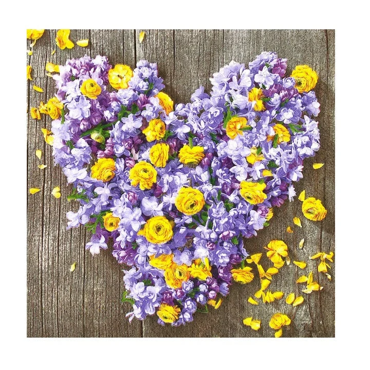 Decoupage Napkins, Flowers in a Heart Shape, 1 pc