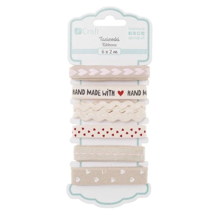 Cotton Ribbons “Handmade with Love” – Set of 6 x 2 m