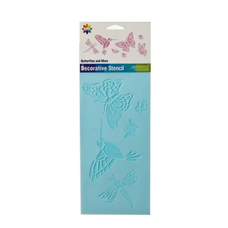 Delta Stencil Mania - Butterflies, Bees, Woodpecker & Dragonfly 5.25 x 13 inch