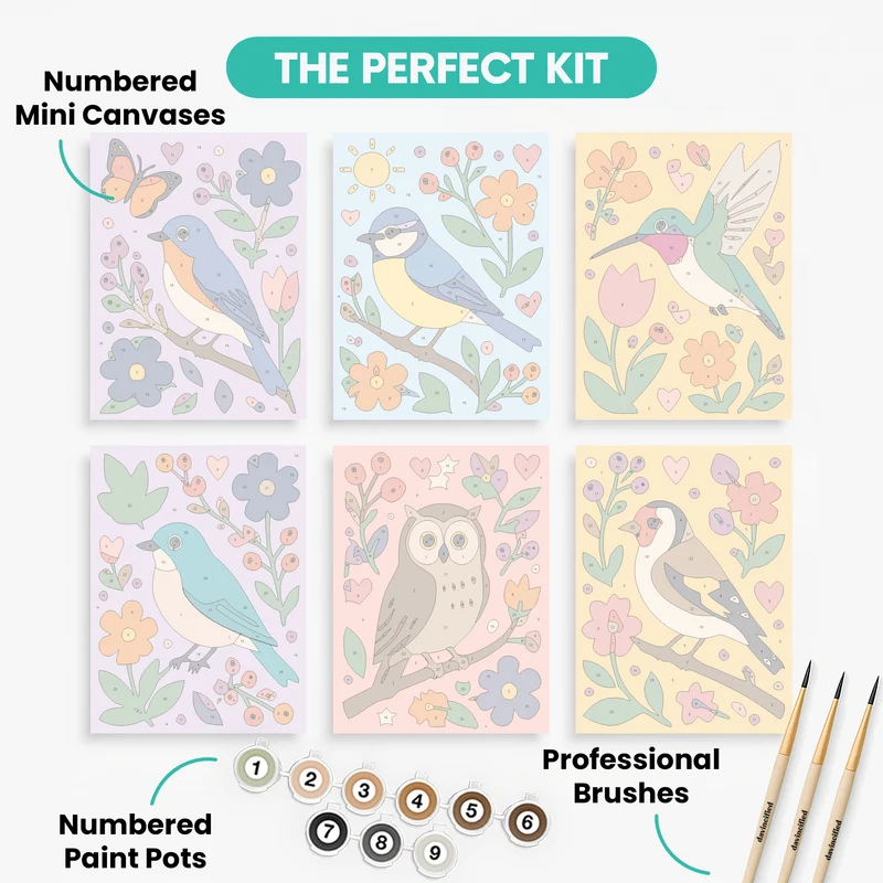 Songbirds & Blossoms - Mini Paint by Numbers Set