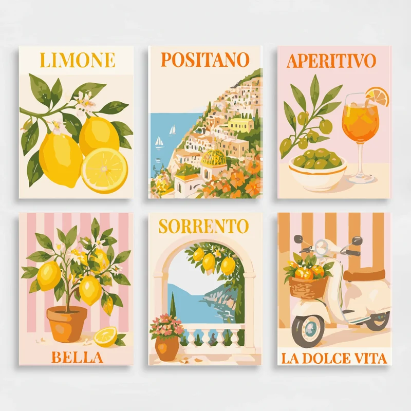 Italian Amalfi Coast - Mini Paint by Numbers Set