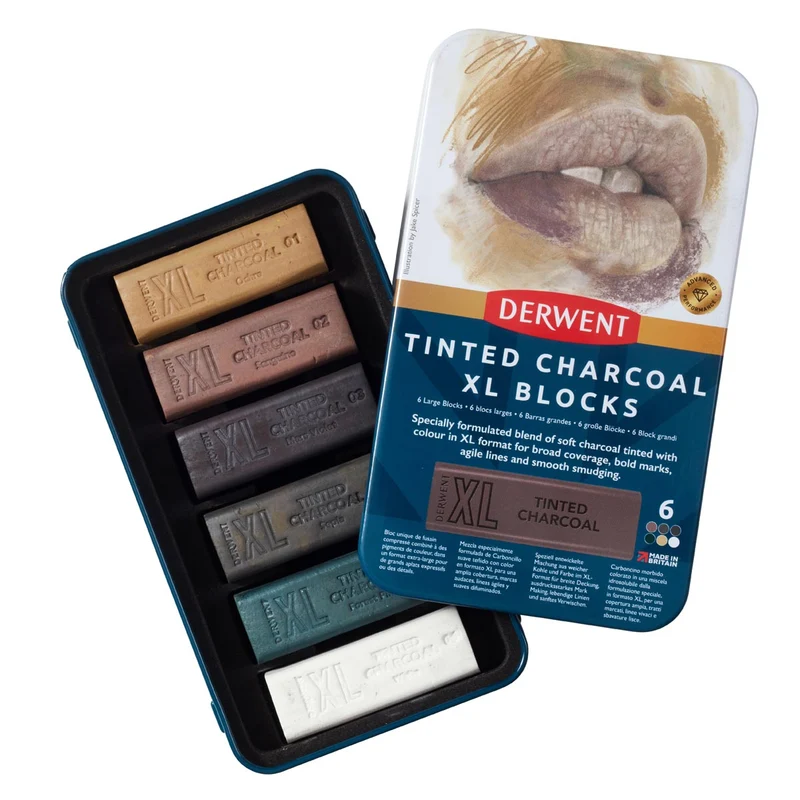 Derwent - Tinted Charcoal XL Blocks - 6 Tin