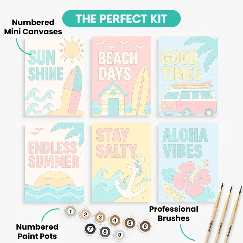 Retro Summer Beach - Mini Paint by Numbers Set