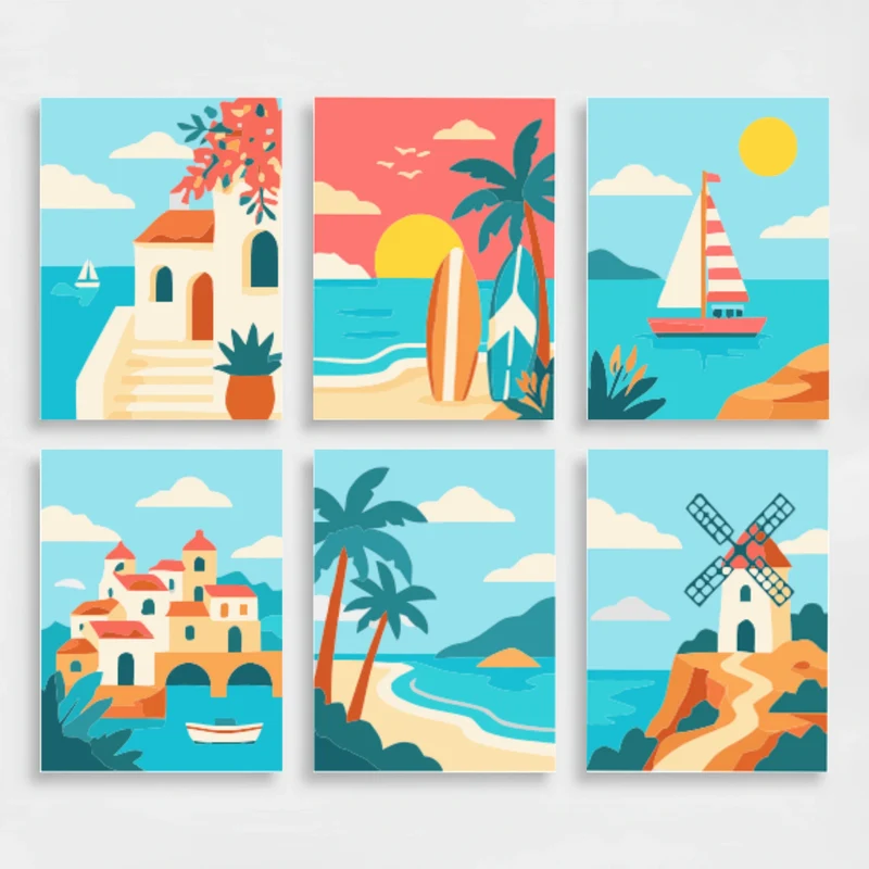 Mediterranean Coastal Escape - Mini Paint by Numbers Set