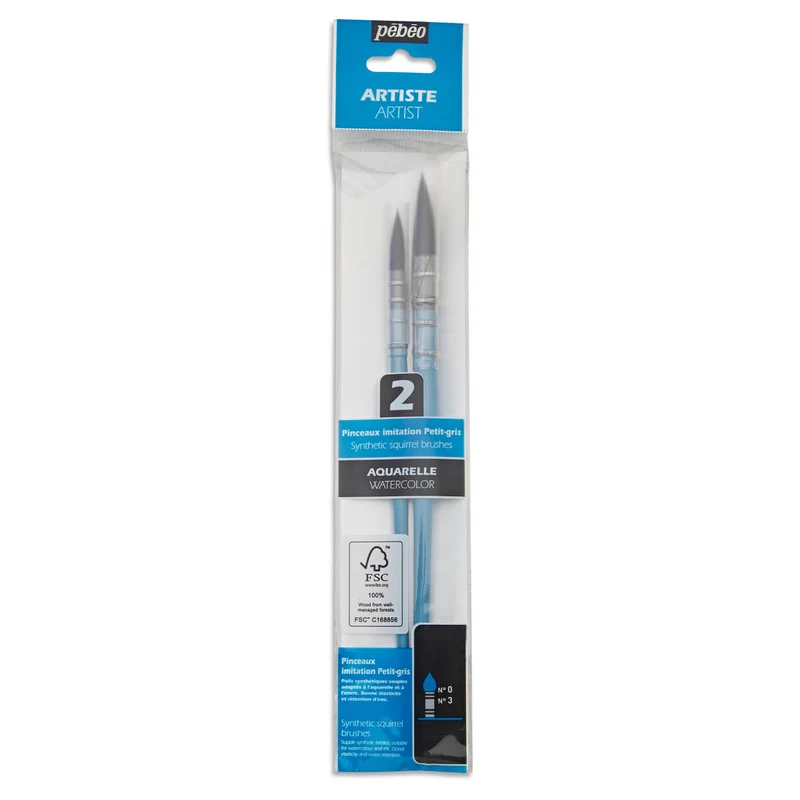 Pebeo - Set of 2 Watercolour Brushes Mop - Synthetic Squirrel