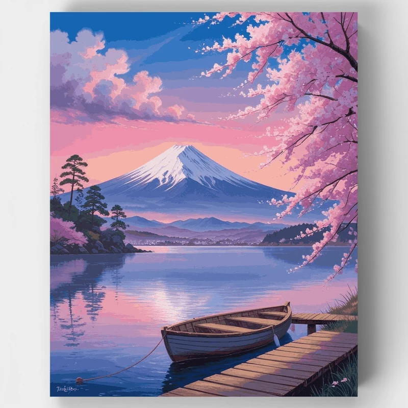 Cherry Blossoms at Mount Fuji - Paint by Numbers Kit