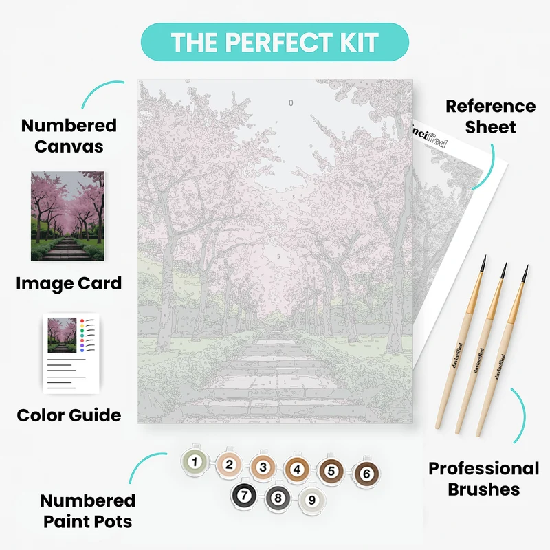 Cherry Blossom Pathway - Paint by Numbers Kit
