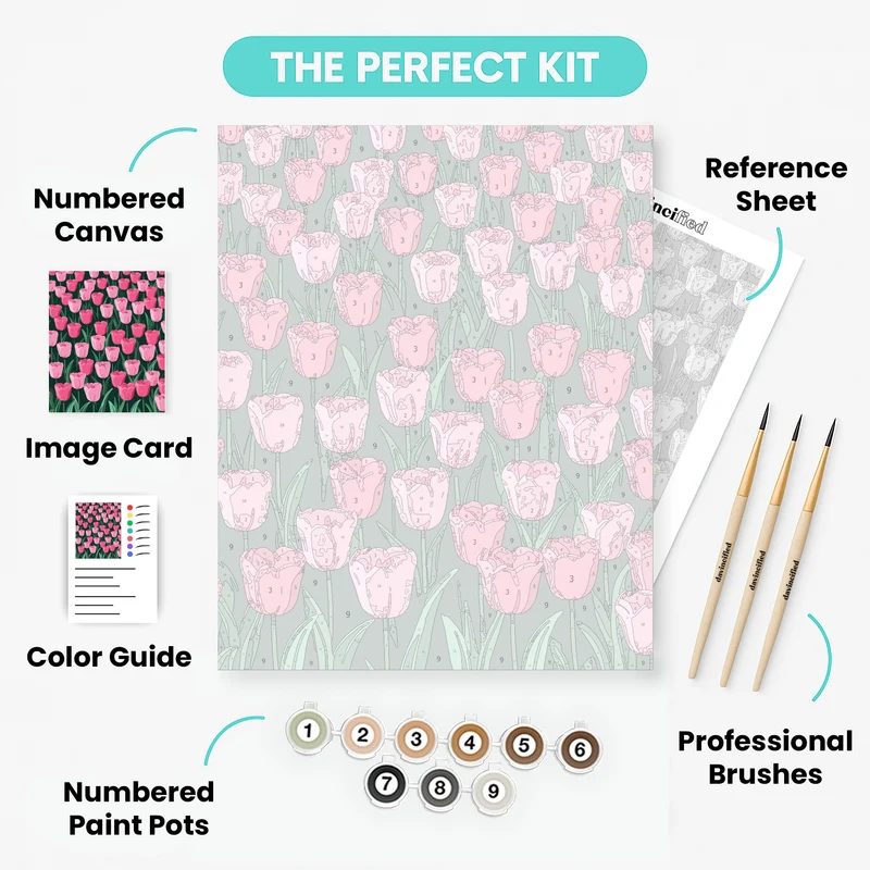 Pink Tulips Garden - Paint by Numbers Kit