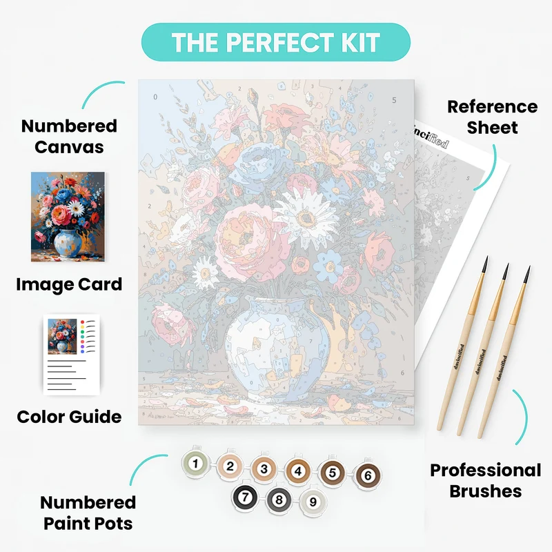 Vibrant Mixed Flower Bouquet - Paint by Numbers Kit