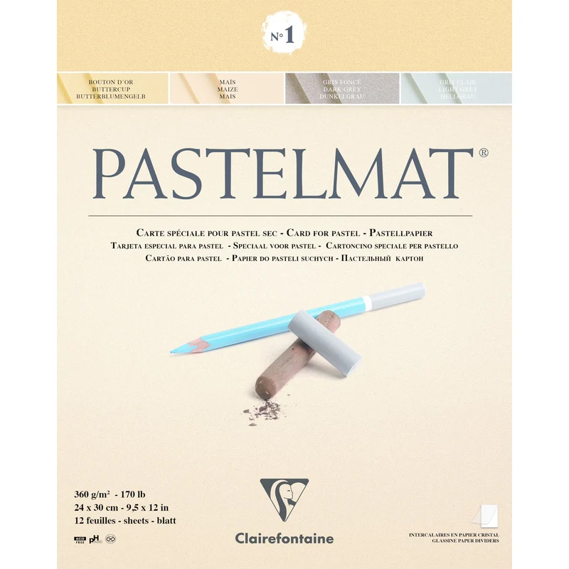 Clairefontaine Pastelmat blocco n. 1 360 g 12F x 30 cm incollato