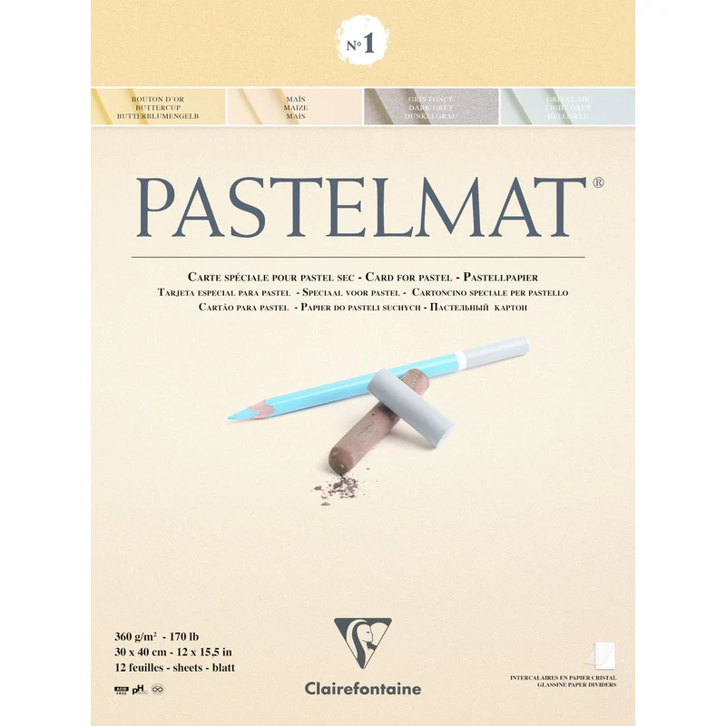 Clairefontaine Pastelmat blocco n. 1 360 g 12F x 30 cm incollato