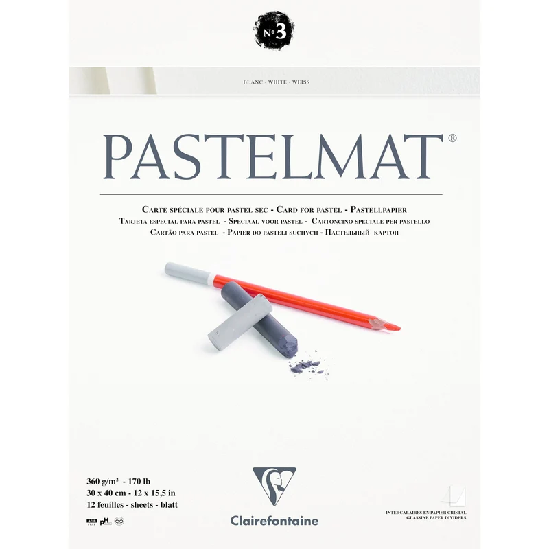 Clairefontaine Pastelmat μπλοκ No. 3 360 g 12 φύλλα x 30 cm κολλητό