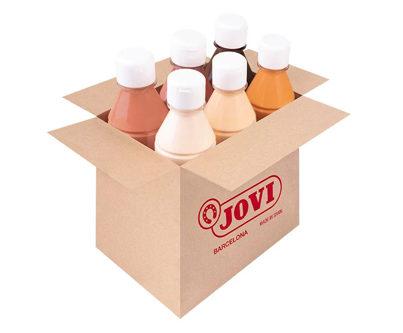 JOVI Kindermalfarben-Set flüssige Tempera 6 x 250 ml Hautfarben