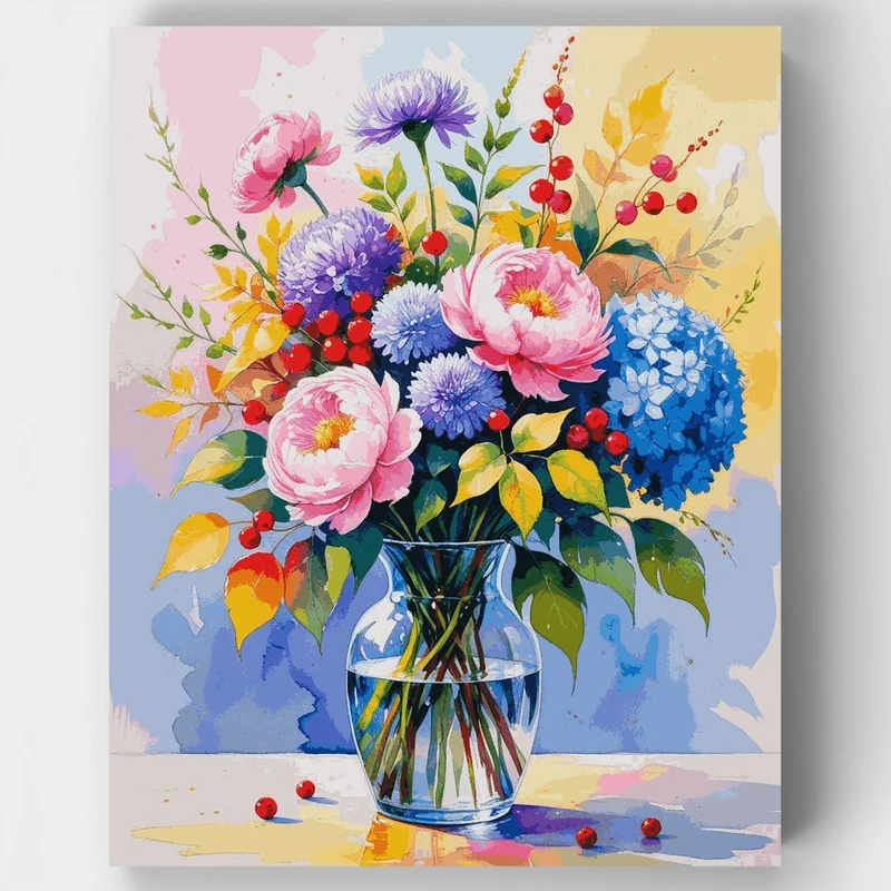 Autumn Floral Bouquet in Crystal Vase - Paint by Numbers Kit