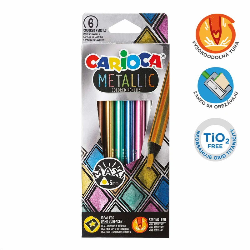 Carioca trokutaste metalik drvene bojice Metallic, 6 kom
