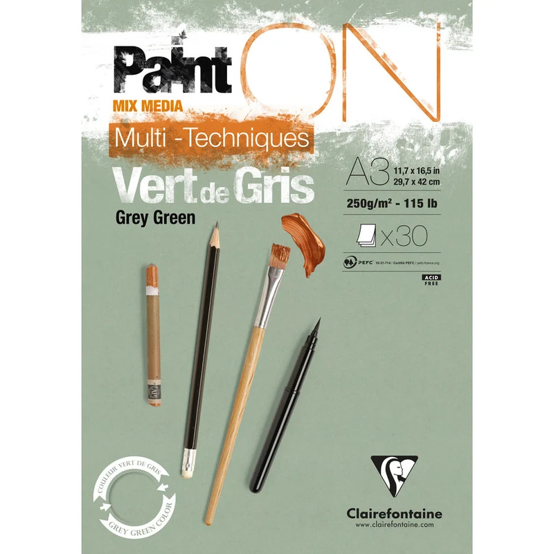 Clairefontaine Paint'On Mix Media μπλοκ 250 g με κόλλα