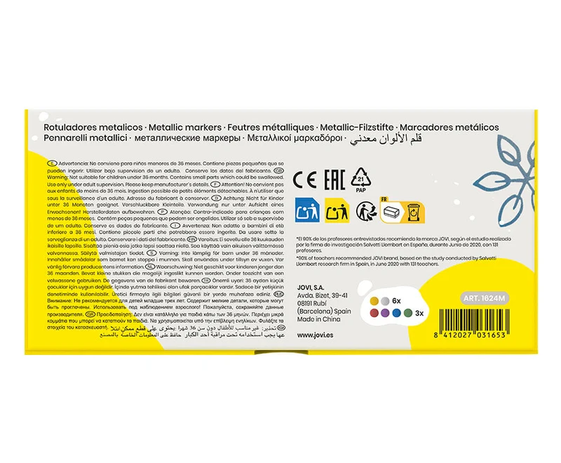 Metalni flomastri JOVI Jovidecor / set 24 kosov - 6 odtenkov