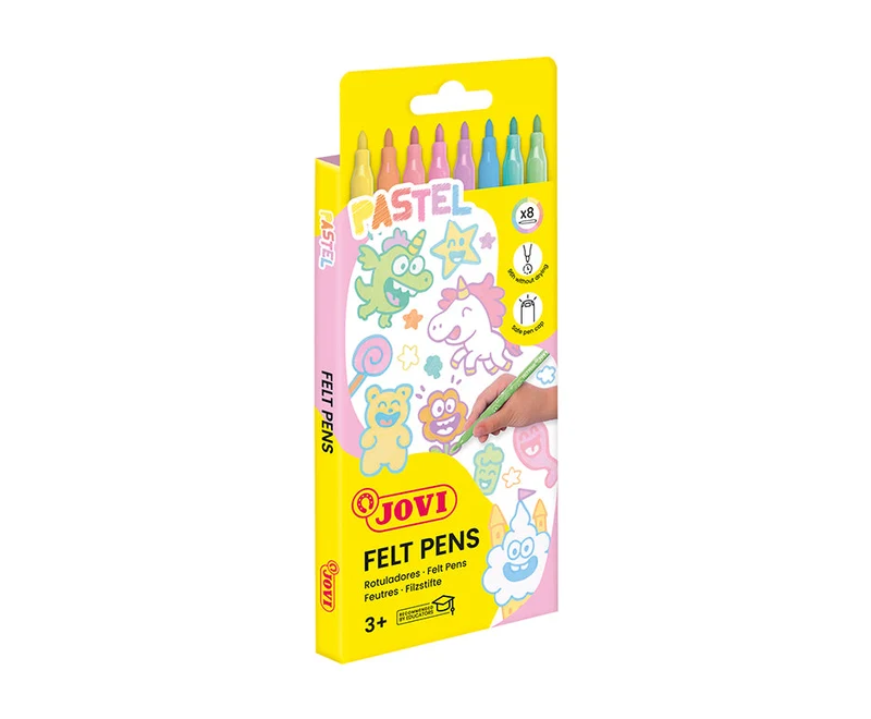 Detské fixky JOVI tenké vyprateľné pastelové 3 mm / sada 8 ks