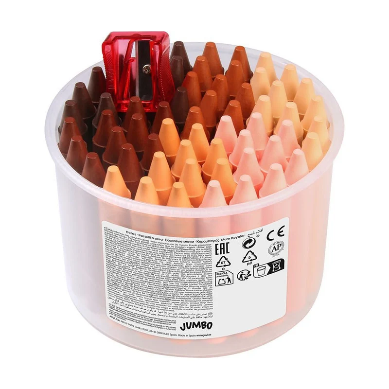 Кръгли восъчни пастели JOVI Jumbo телесни тонове - комплект 60 бр. с острилка