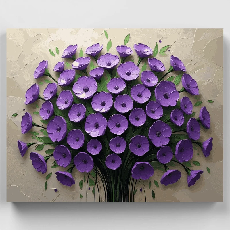 Purple Flowers Bouquet - Paint by Numbers Kit