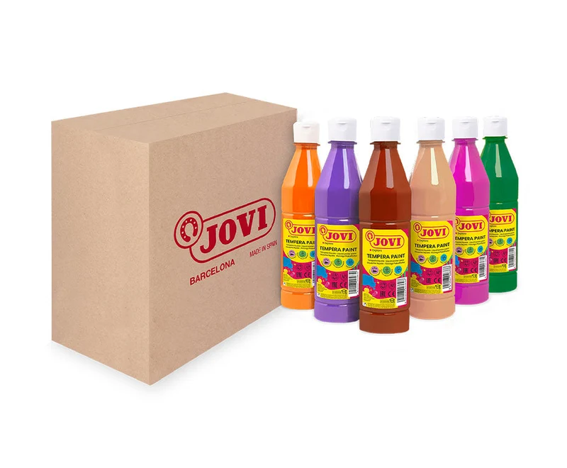 JOVI Kindermalfarben-Set flüssige Temperafarbe 6 x 500 ml – Variante B