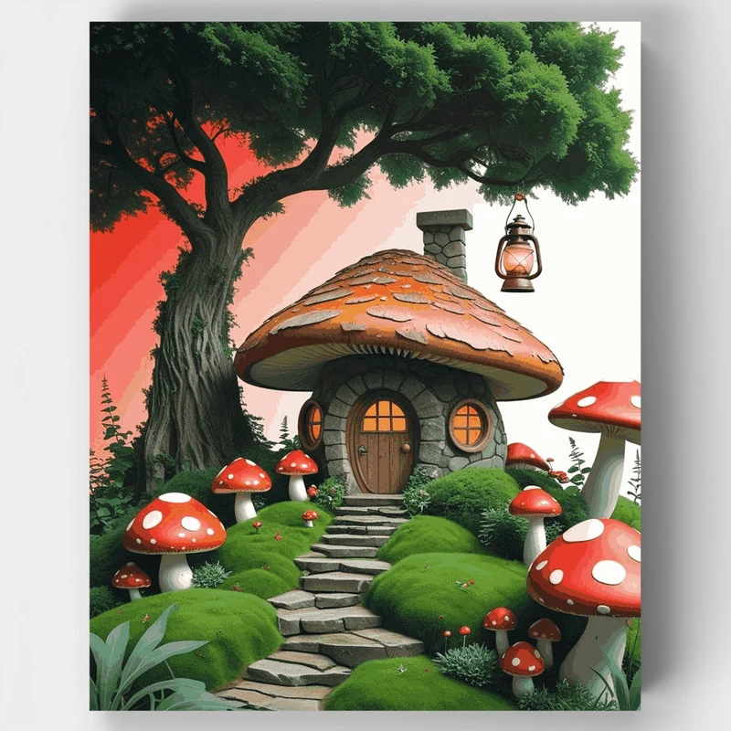 Enchanted Mushroom House - Paint by Numbers Kit
