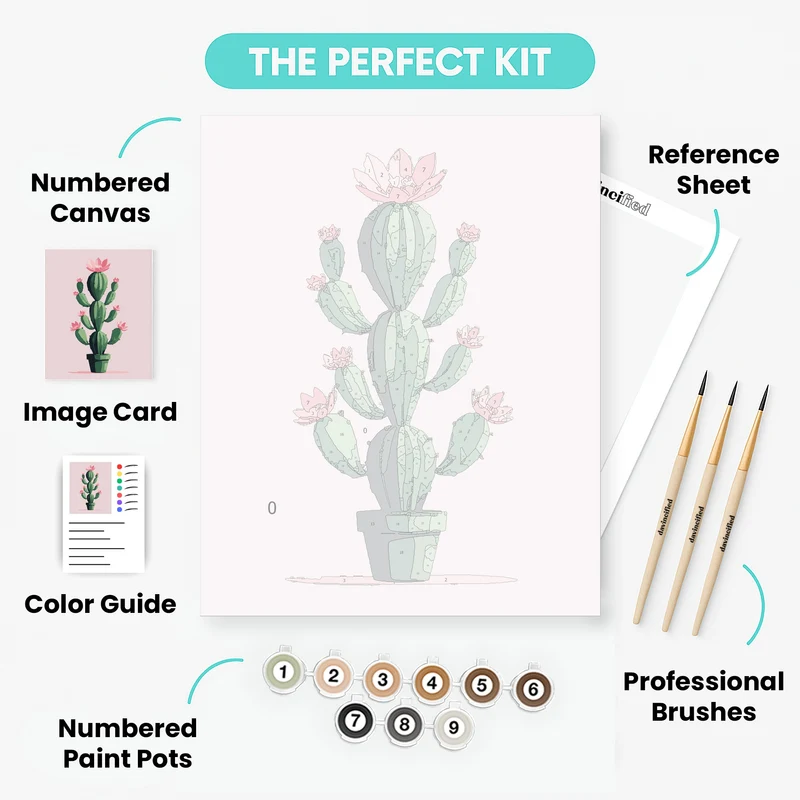 Pink Flowering Cactus in Pot - Paint by Numbers Kit