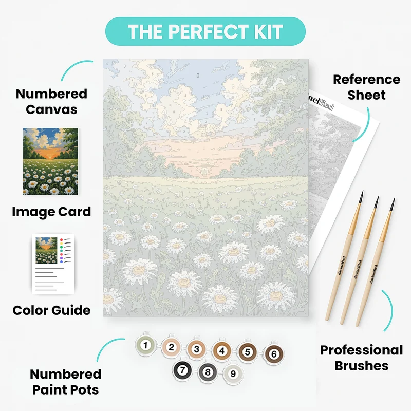 Daisy Field Sunset - Paint by Numbers Kit