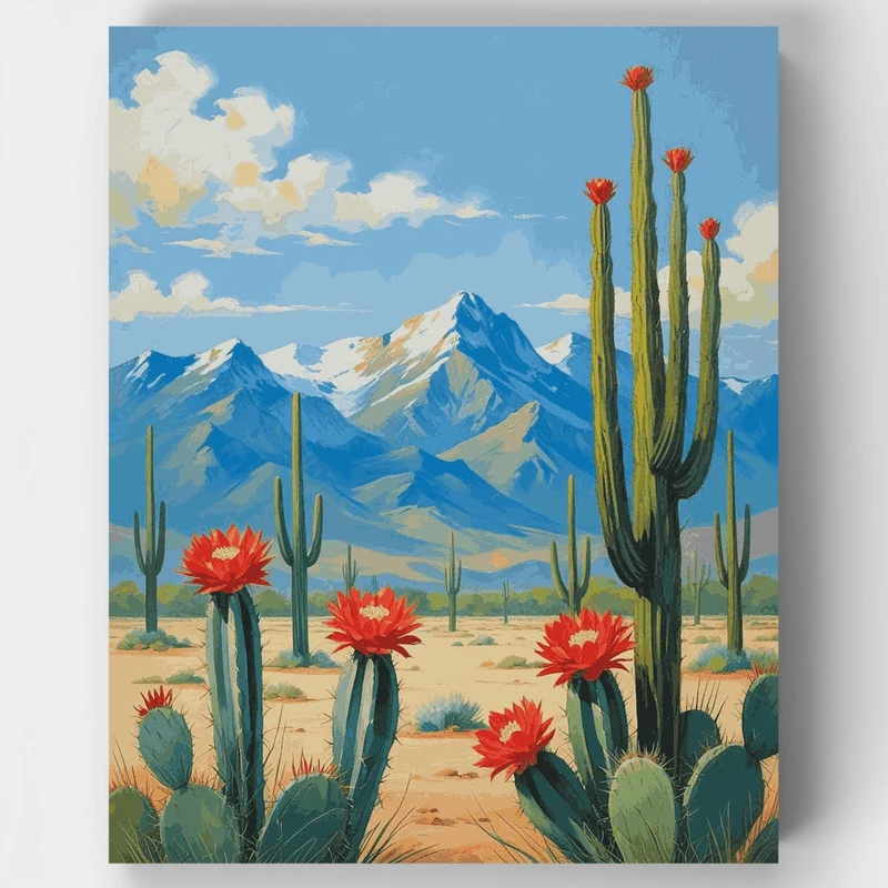 Desert Cactus Blooms - Paint by Numbers Kit