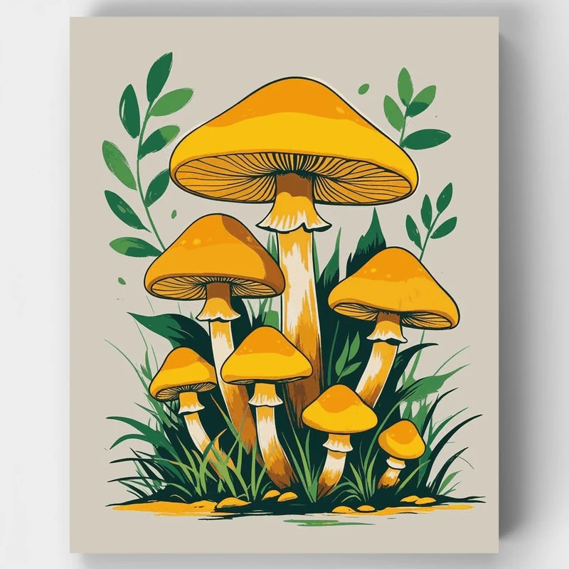 Golden Mushroom Garden - Paint by Numbers Kit