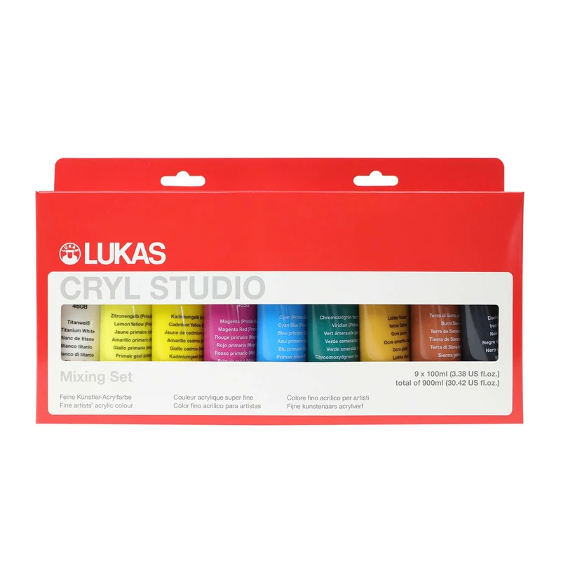 Комплект акрилни бои LUKAS Cryl Studio 9 x 100 ml