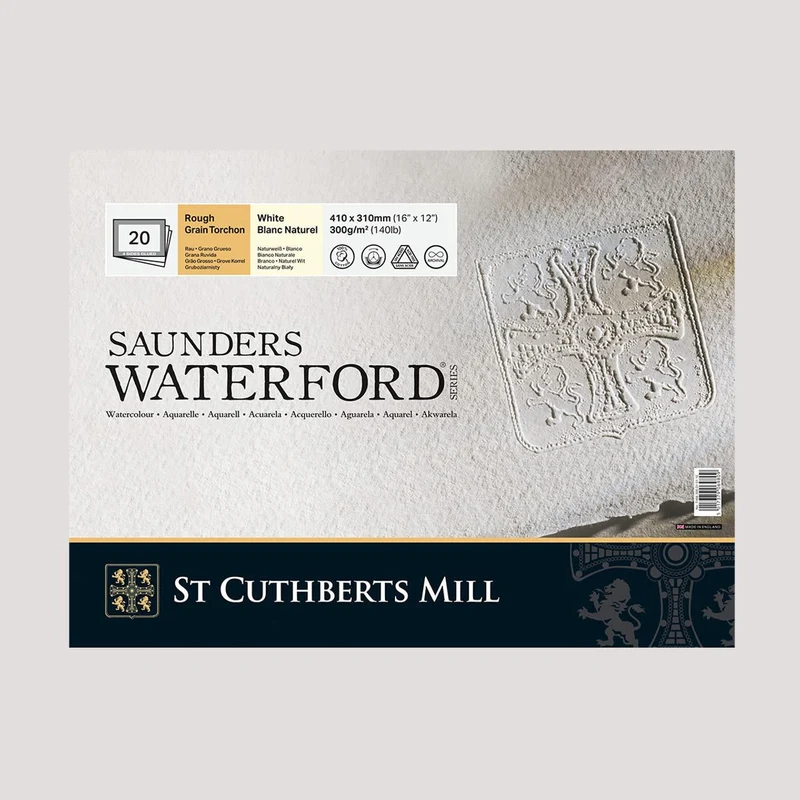 Акварелен блок CANSON St Cuthberts Saunders Rough 300 g/m² бял 12 листа – 23 × 31 cm