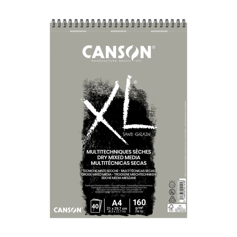Скицник CANSON XL Touch сив 160 g/m² A4 – A3 - 40 листа