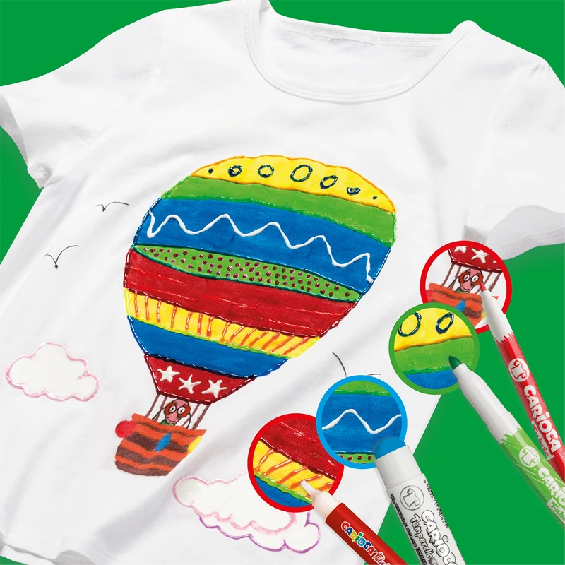 Pennarelli per tessuti Carioca, punta fine, 10 pz, colori assortiti