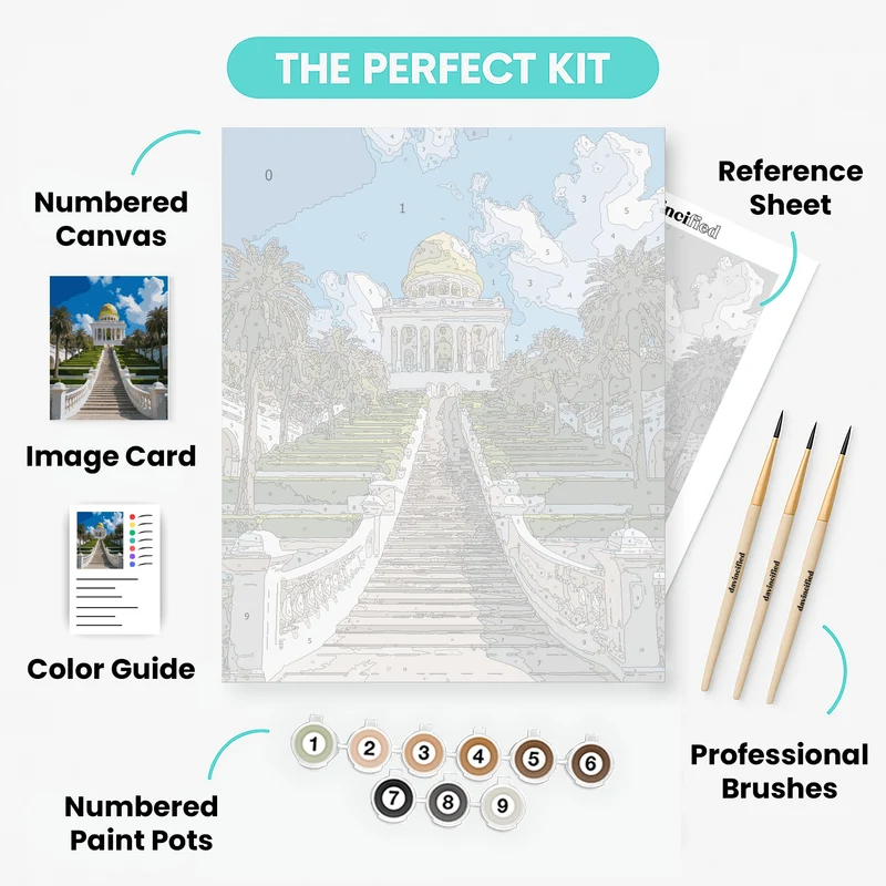 Baháʼí Temple Gardens - Paint by Numbers Kit