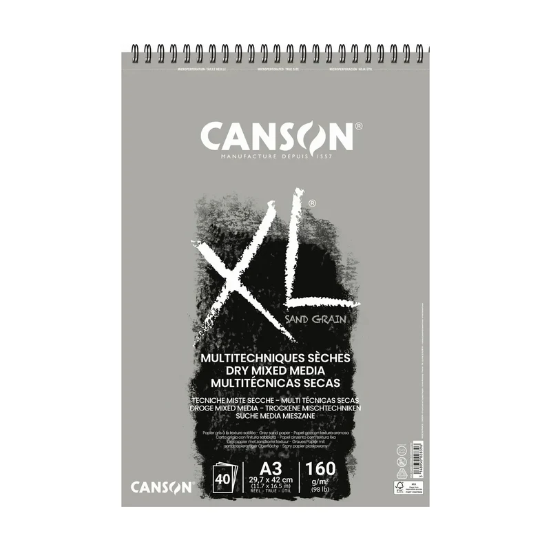 Skicovací blok CANSON XL Touch sivi 160 g/m² A4 – A3 - 40 listova
