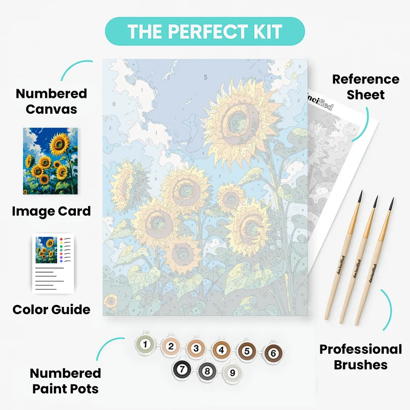 Sunflowers Under Blue Sky - Paint by Numbers Kit