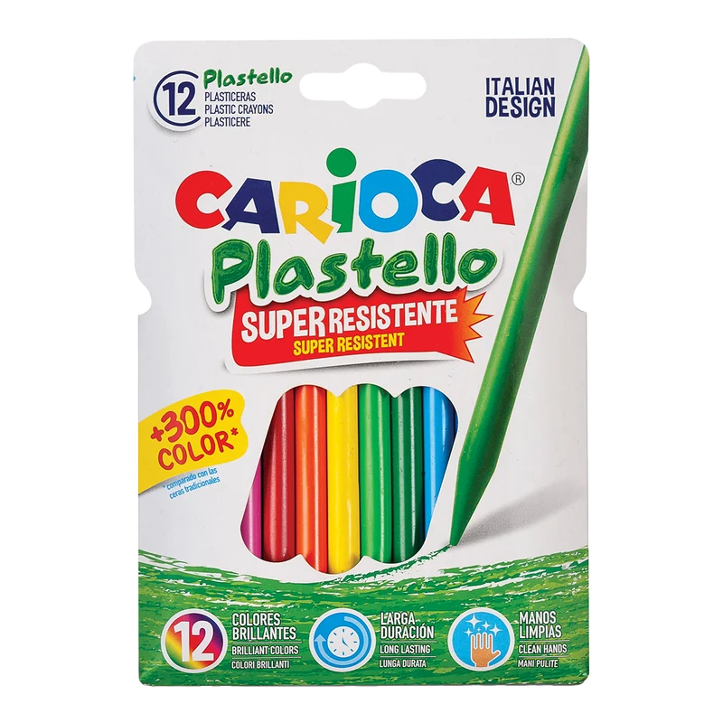 Kunststoff-Wachsmalstifte Carioca Plastello - 12 Stk.