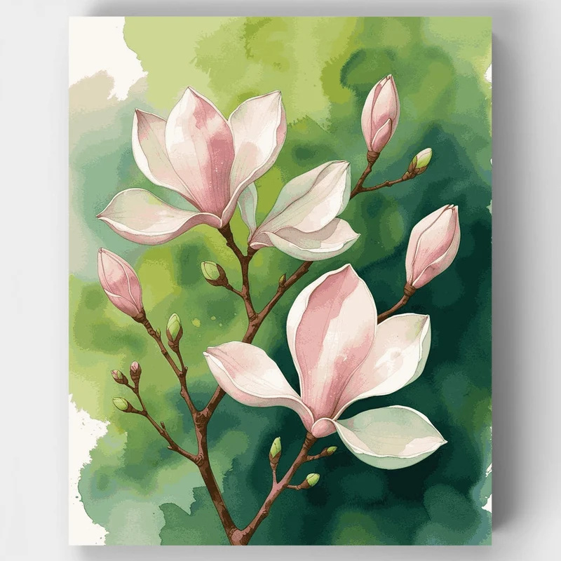 Watercolor Magnolia Branch - Paint by Numbers Kit